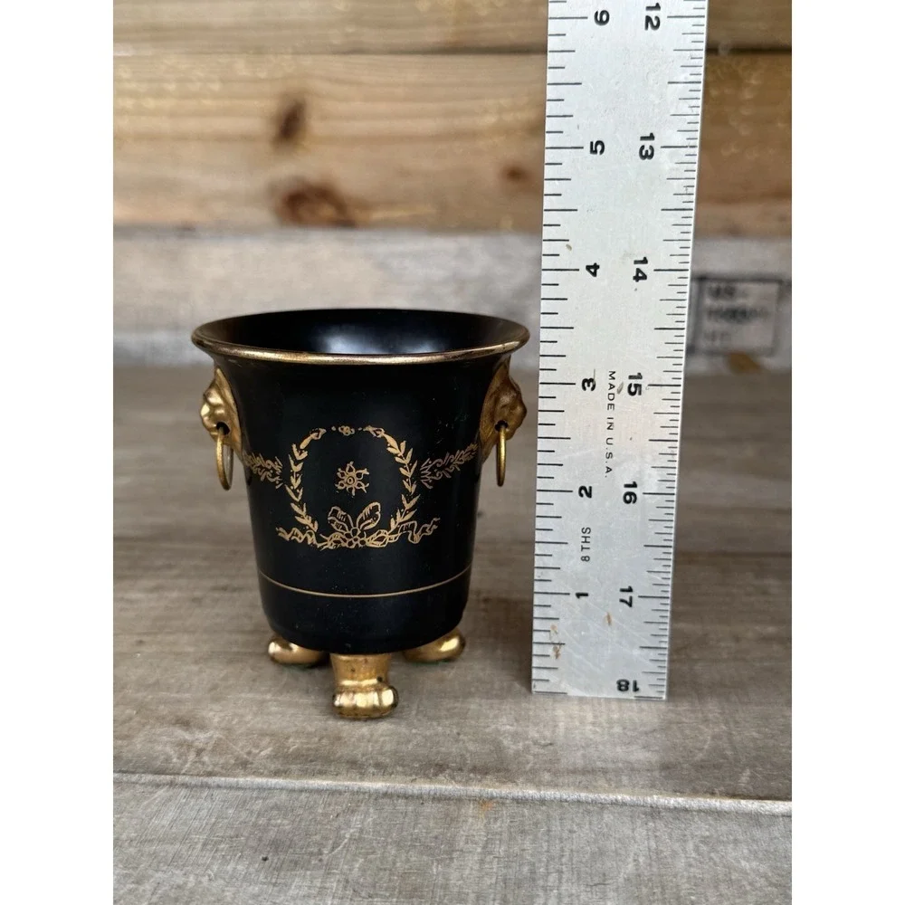 Early Mid-Century Lion Urn/Toothpick Holder Gold Guilded Lions Head & Feet Mixed
